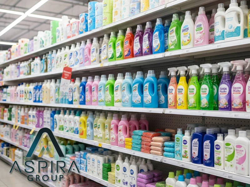 Bulk household cleaning supplies and paper products